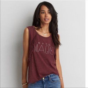 AE EUC Maroon Fringe Tank Top Sz XS